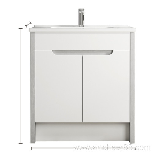 Groove handle vanity cabinet